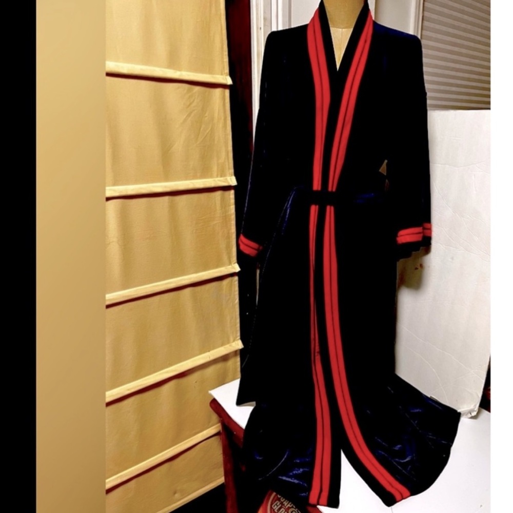 Christian Dior Navy and Red Men's Robe smoking jacket